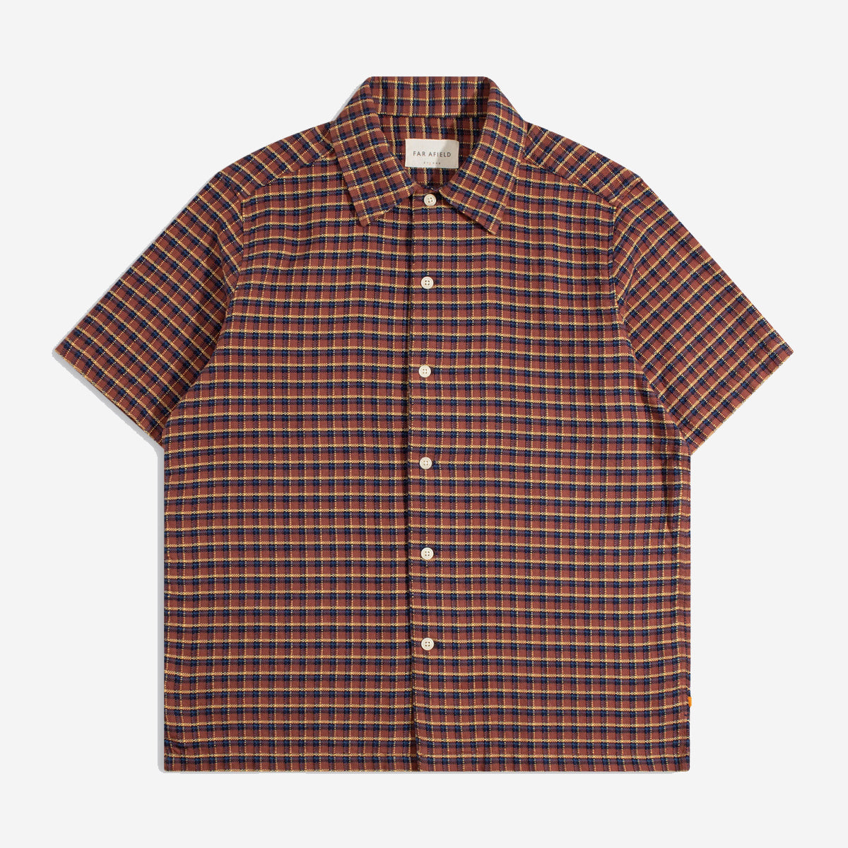 Busey Dobby Check S/S Shirt - Rust/Multi