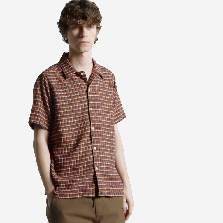Busey Dobby Check S/S Shirt - Rust/Multi