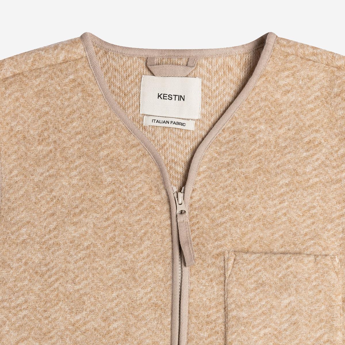 Bute Herringbone Wool Vest - Oat
