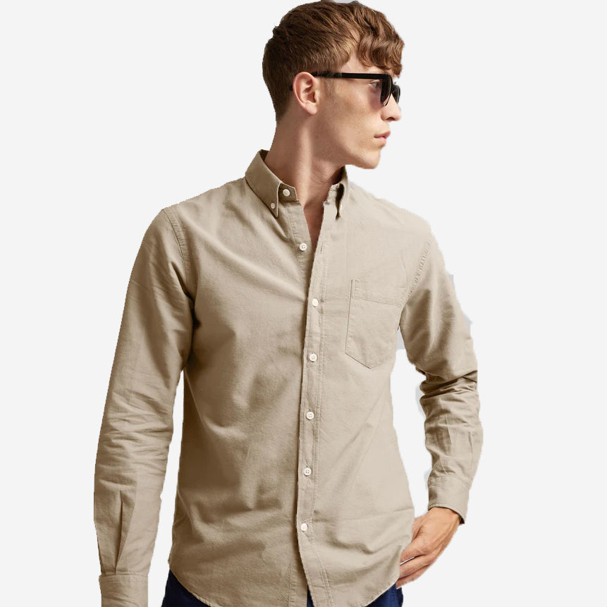 Organic Button-Down Oxford Shirt - Desert Khaki