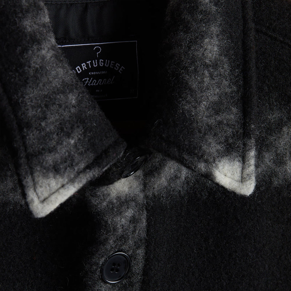 Big Plaid Wool Fleece Overshirt - Black