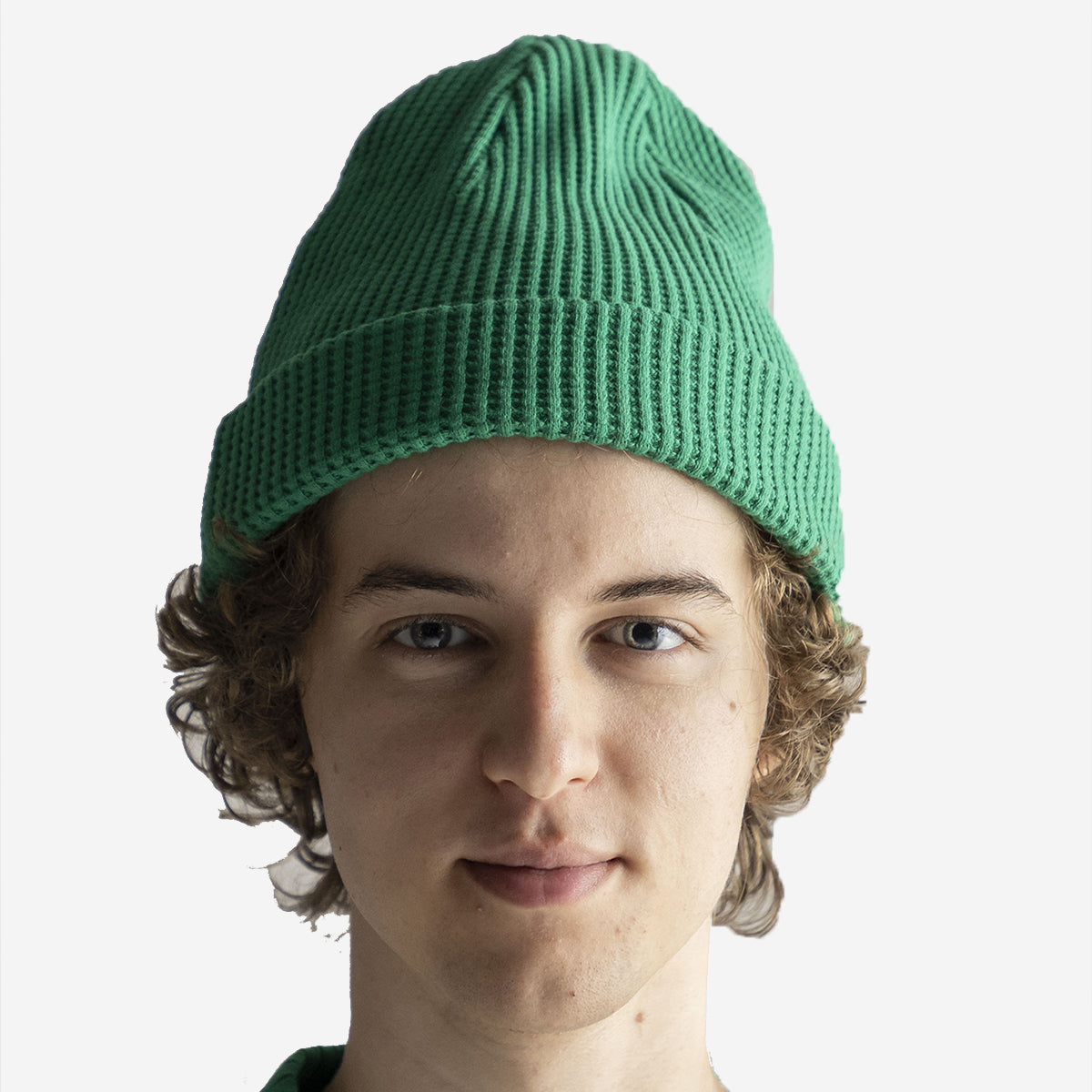 Big Waffle Knit Beanie - True Green