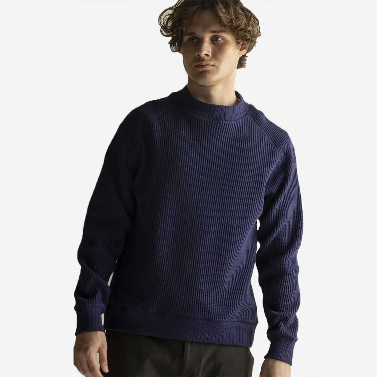 Big Waffle Mid-Neck Sweater - Butterscotch