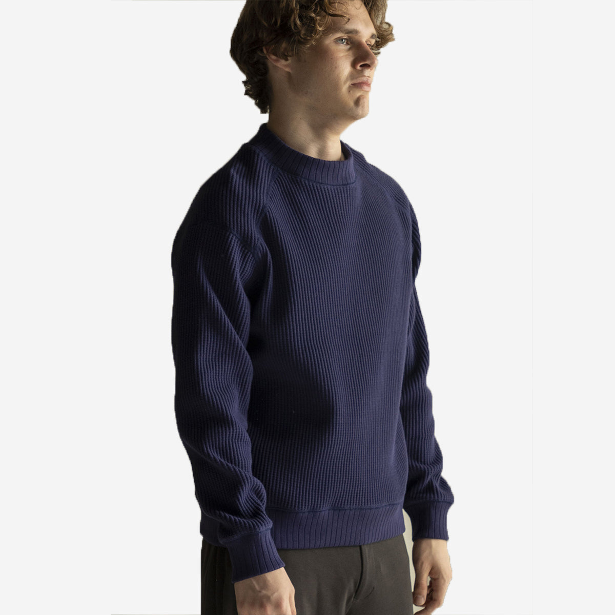 Big Waffle Mid-Neck Sweater - Butterscotch