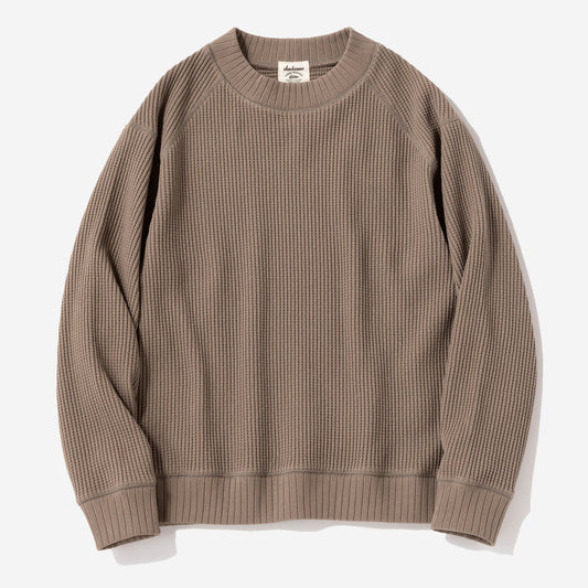 Big Waffle Mid-Neck Sweater - Sepia