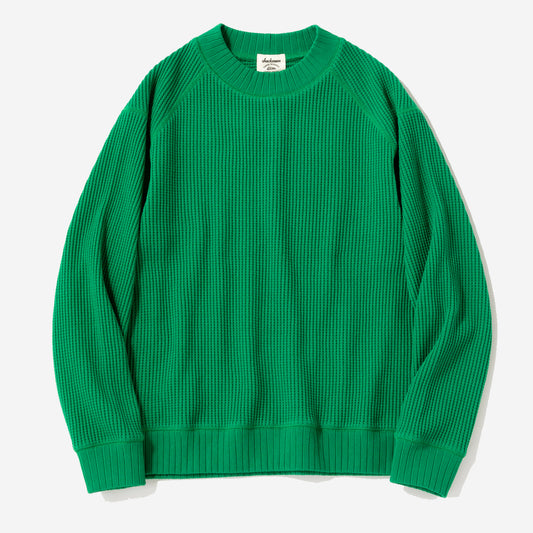 Big Waffle Mid-Neck Sweater - True Green