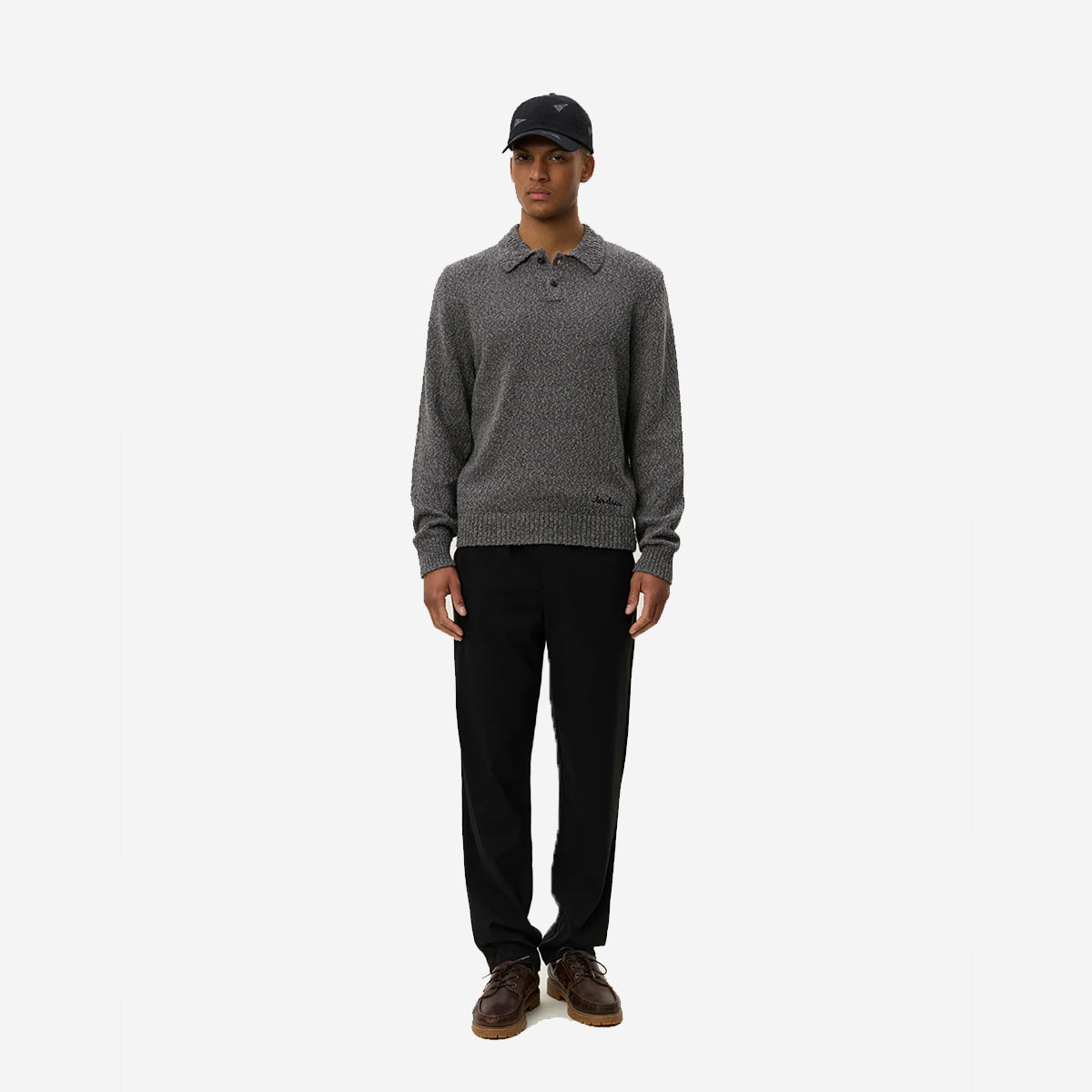 Billy Mouliné Knitted Polo - Black Marl