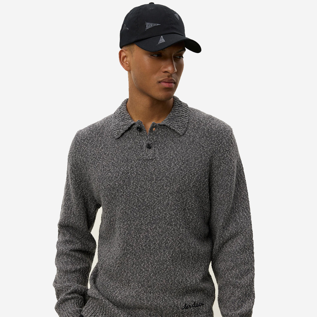 Billy Mouliné Knitted Polo - Black Marl