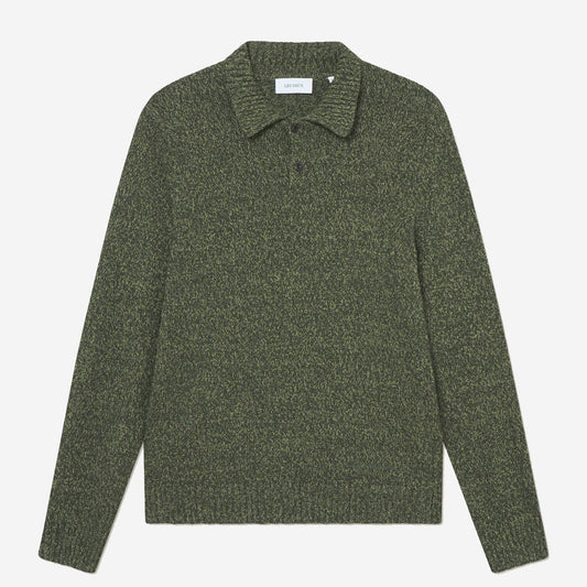 Billy Mouliné Knitted Polo - Woodbine Green Marl