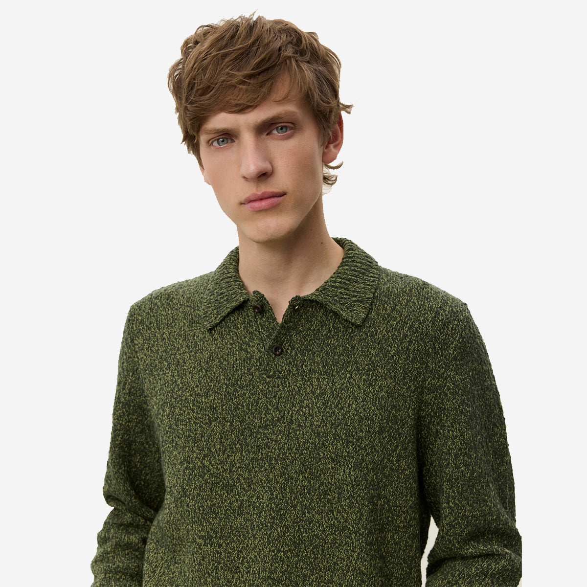 Billy Mouliné Knitted Polo - Woodbine Green Marl