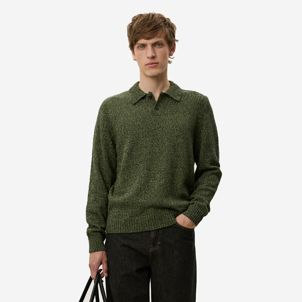 Billy Mouliné Knitted Polo - Woodbine Green Marl