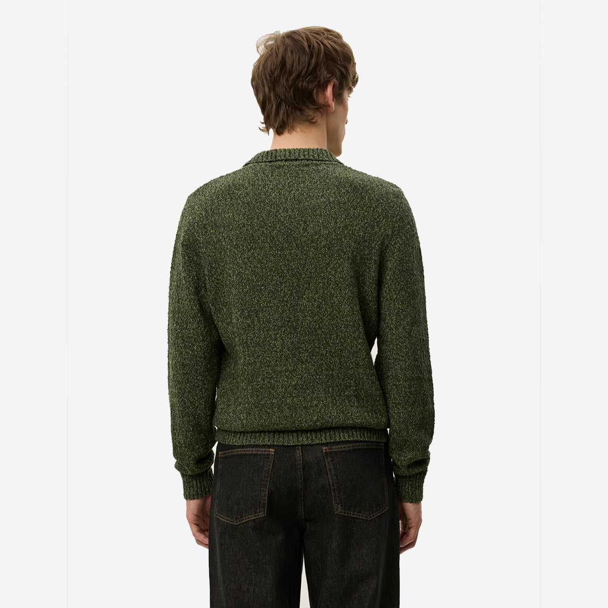 Billy Mouliné Knitted Polo - Woodbine Green Marl