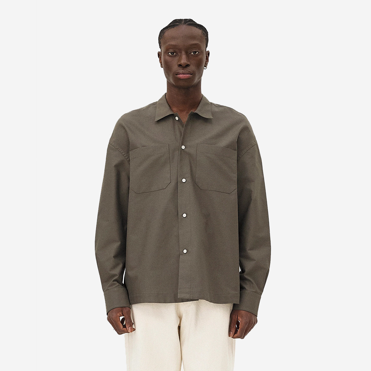 Boro Poplin Relaxed L/S Shirt - Khaki Olive