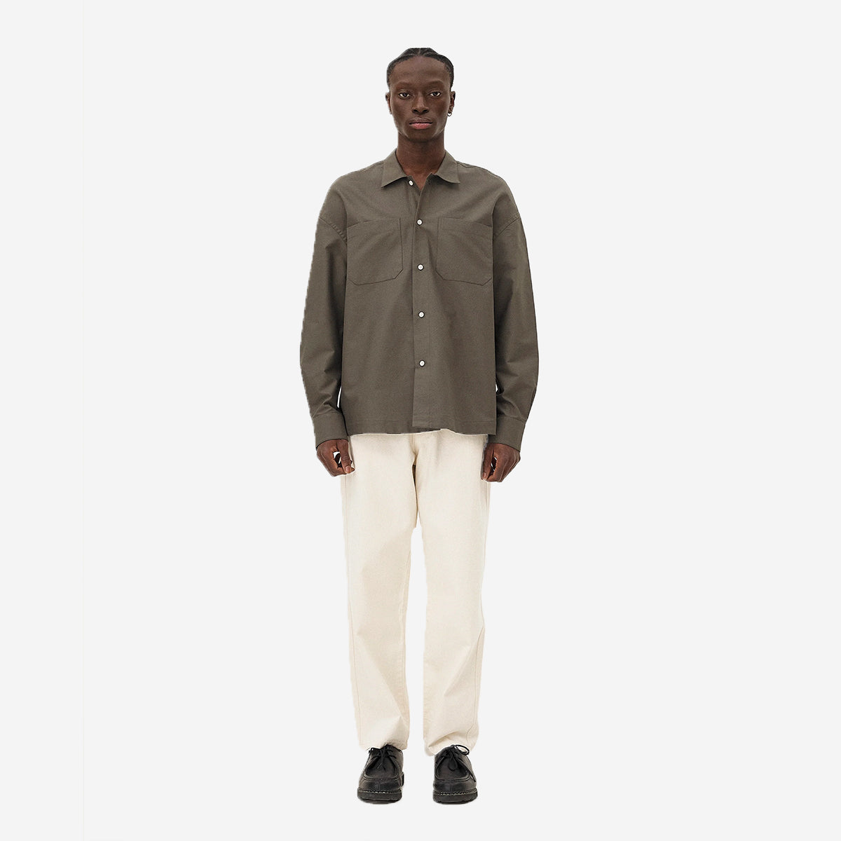 Boro Poplin Relaxed L/S Shirt - Khaki Olive