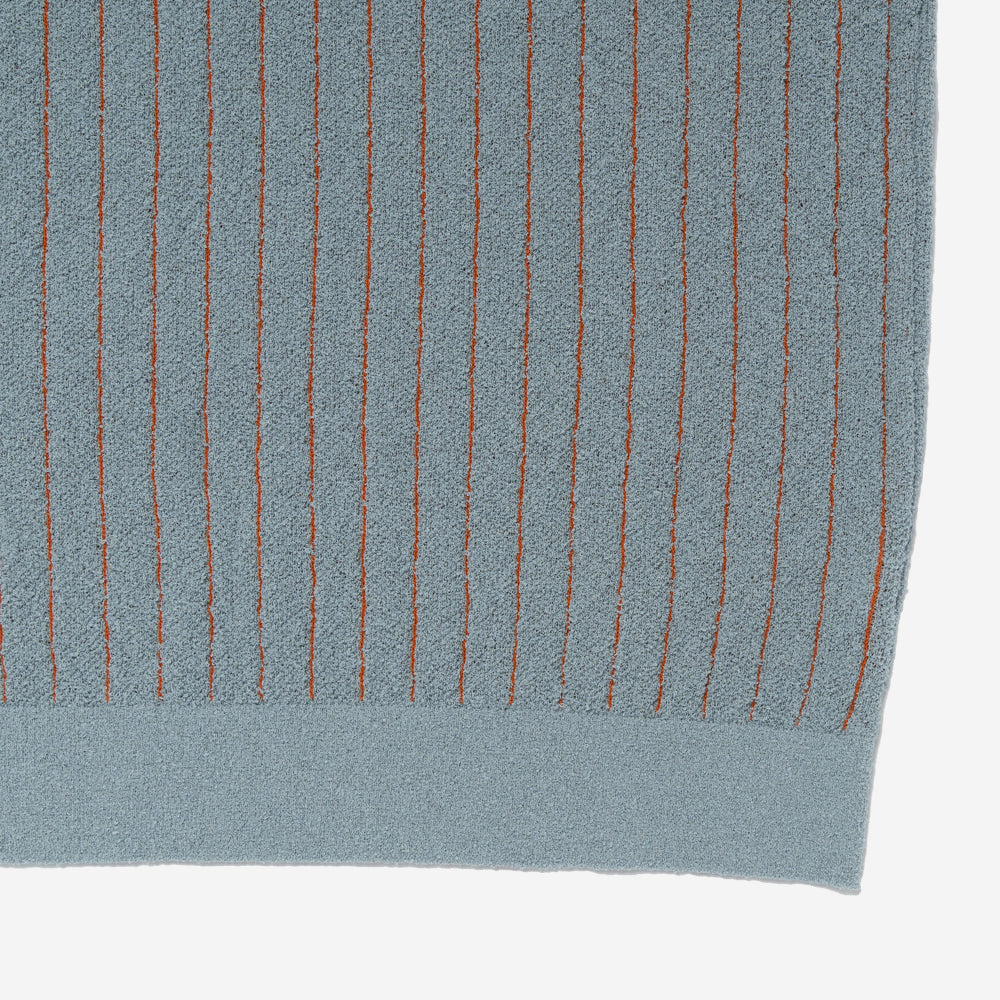 Borg Vertical Line Inlay Knit Polo - Blue/Orange