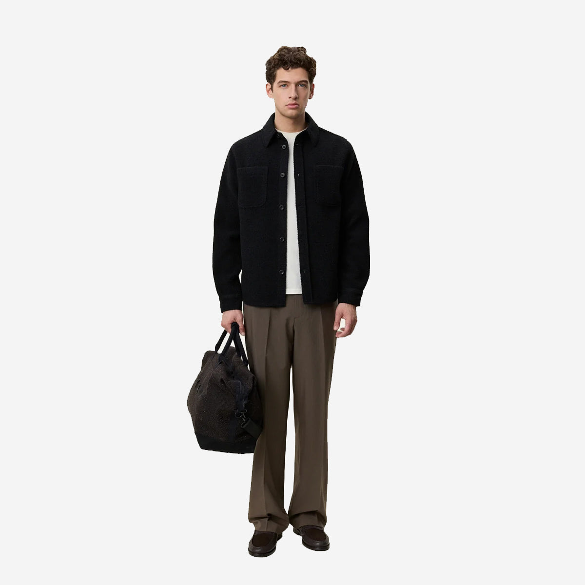 Bouclé Wool Overshirt - Black