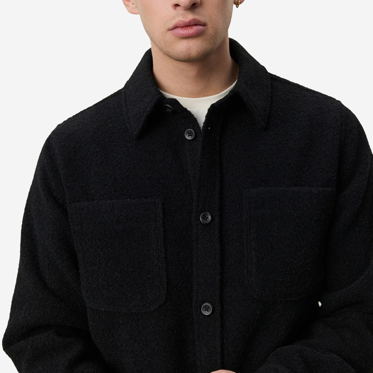 Bouclé Wool Overshirt - Black