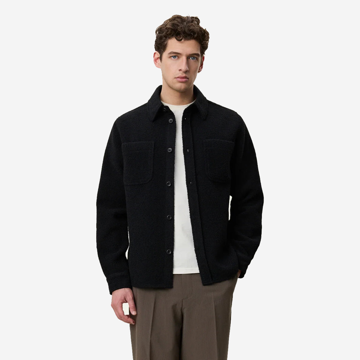Bouclé Wool Overshirt - Black
