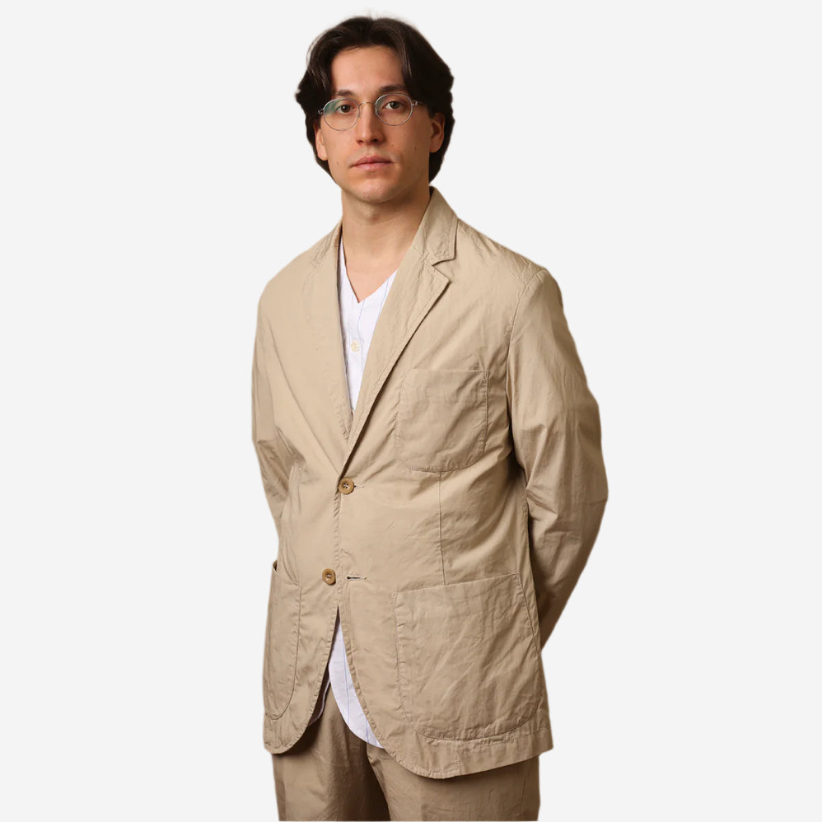Brest Patch Pocket Poplin Blazer - Sand