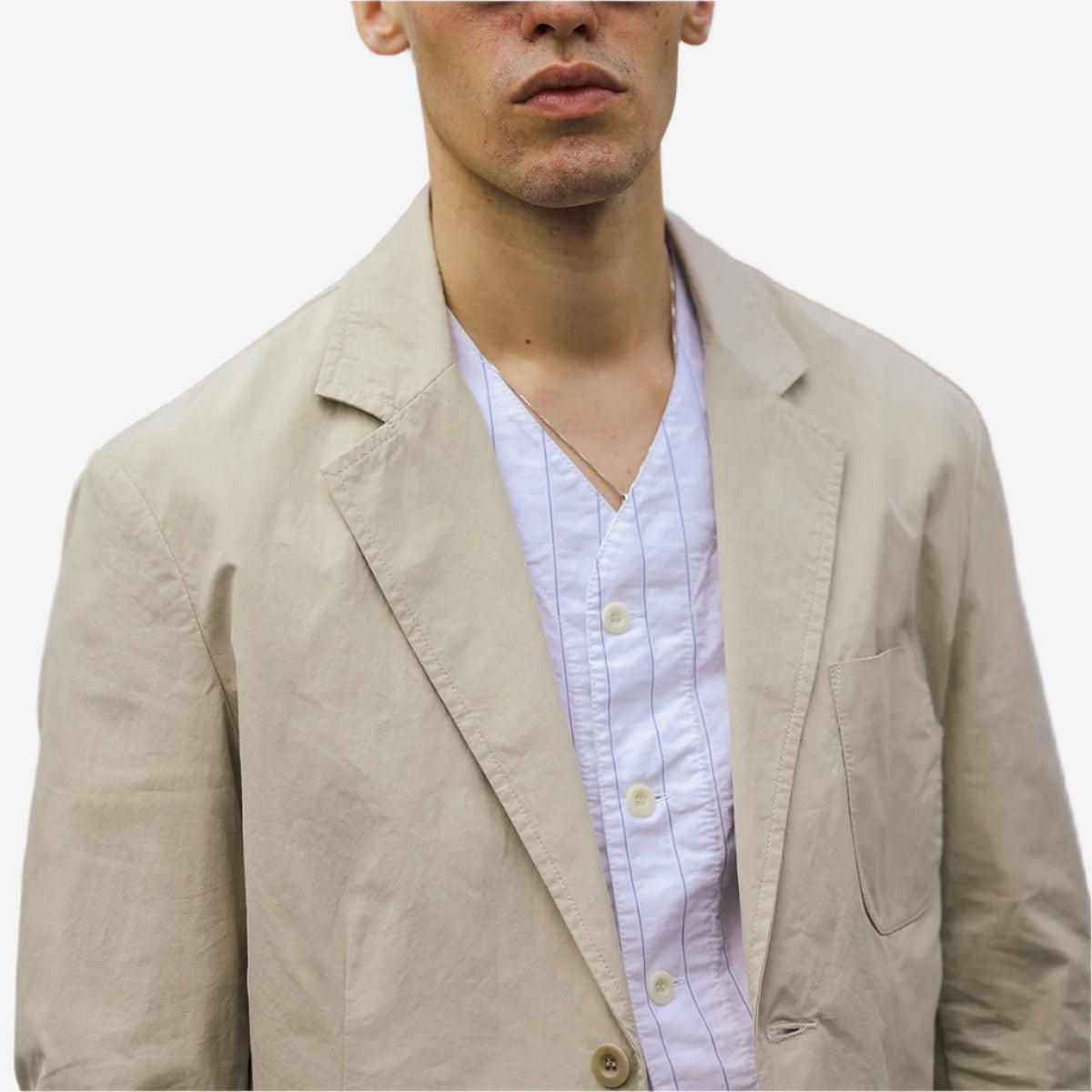 Brest Patch Pocket Poplin Blazer - Sand