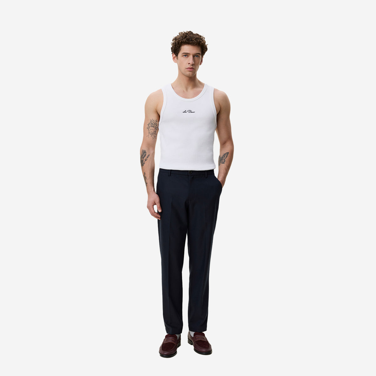 Brushed Twill Regular Suit Pants - Dark Navy Blue