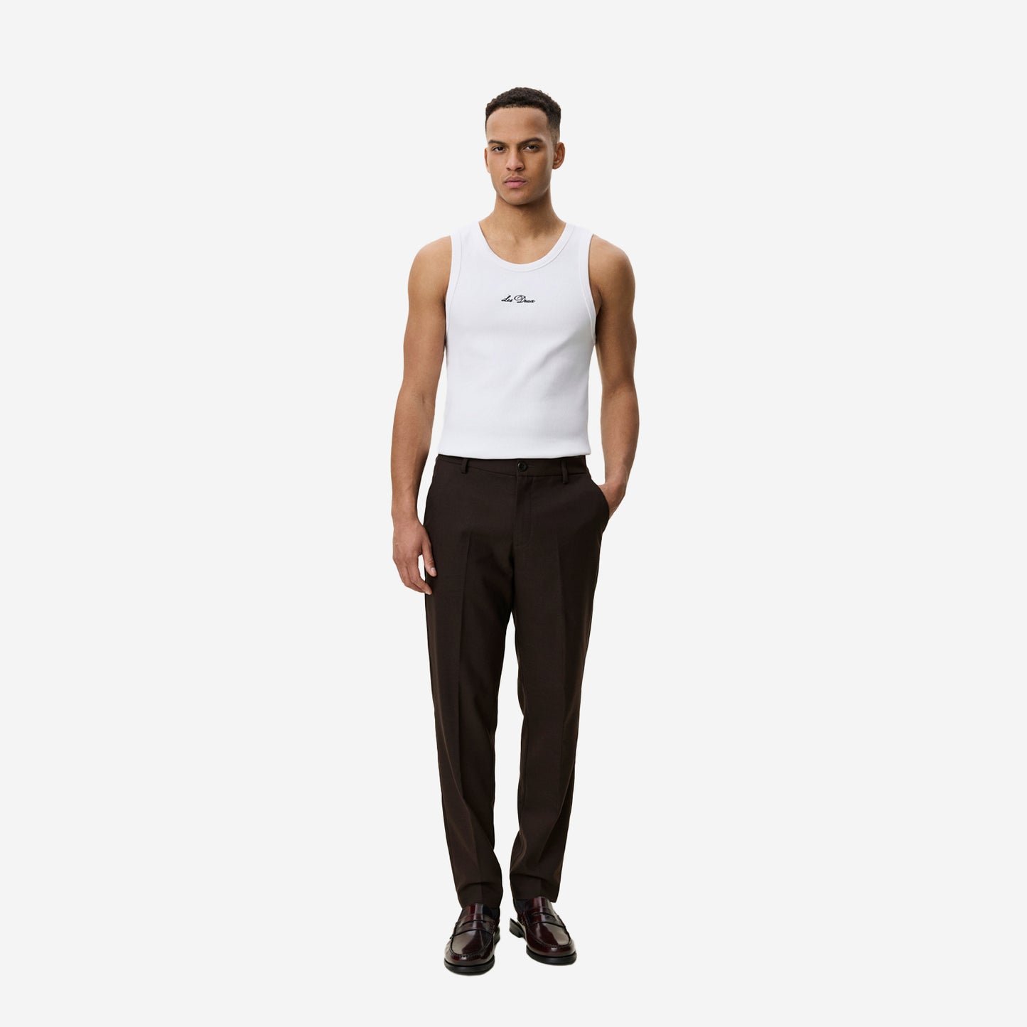 Brushed Twill Regular Suit Pants - Mole Brown