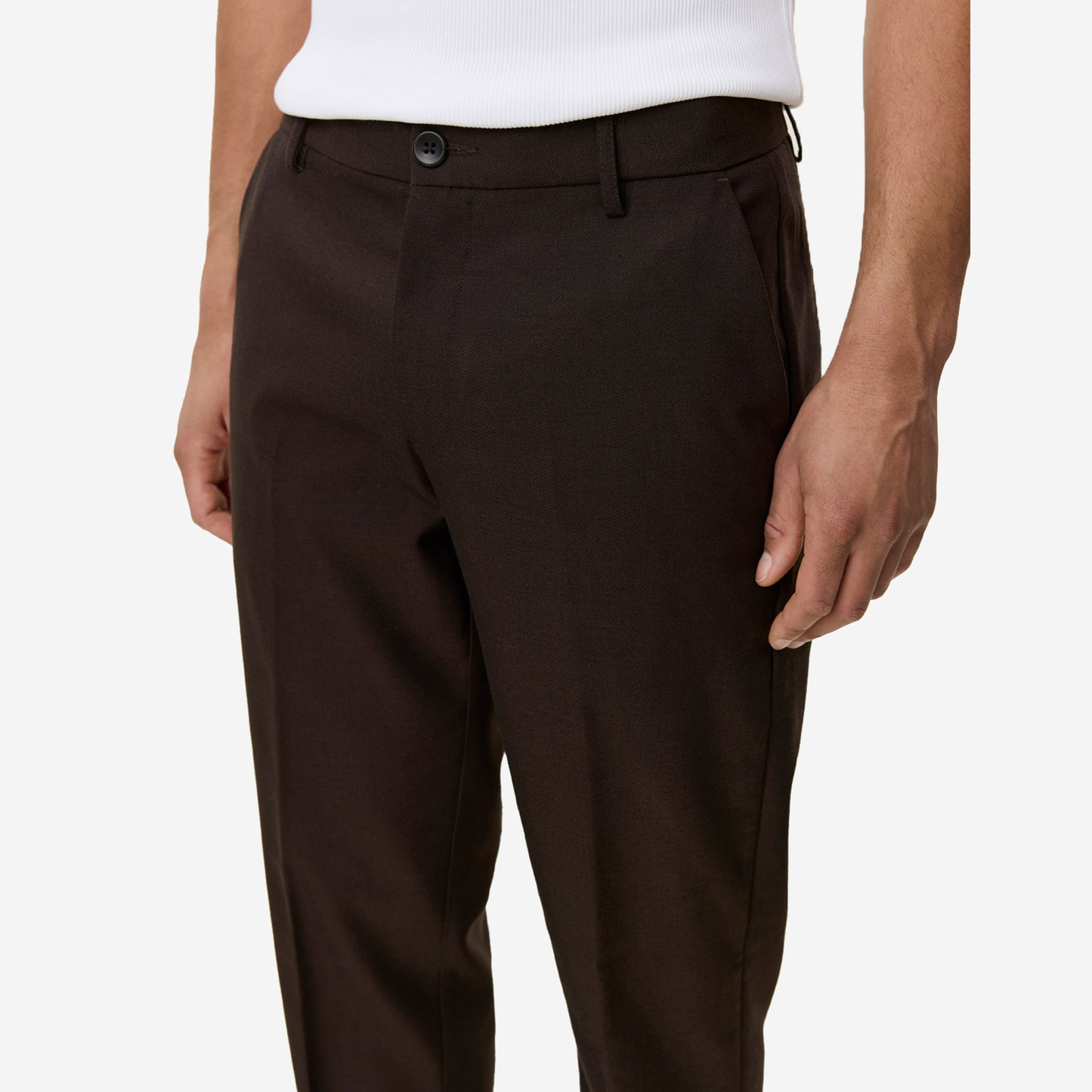 Brushed Twill Regular Suit Pants - Mole Brown