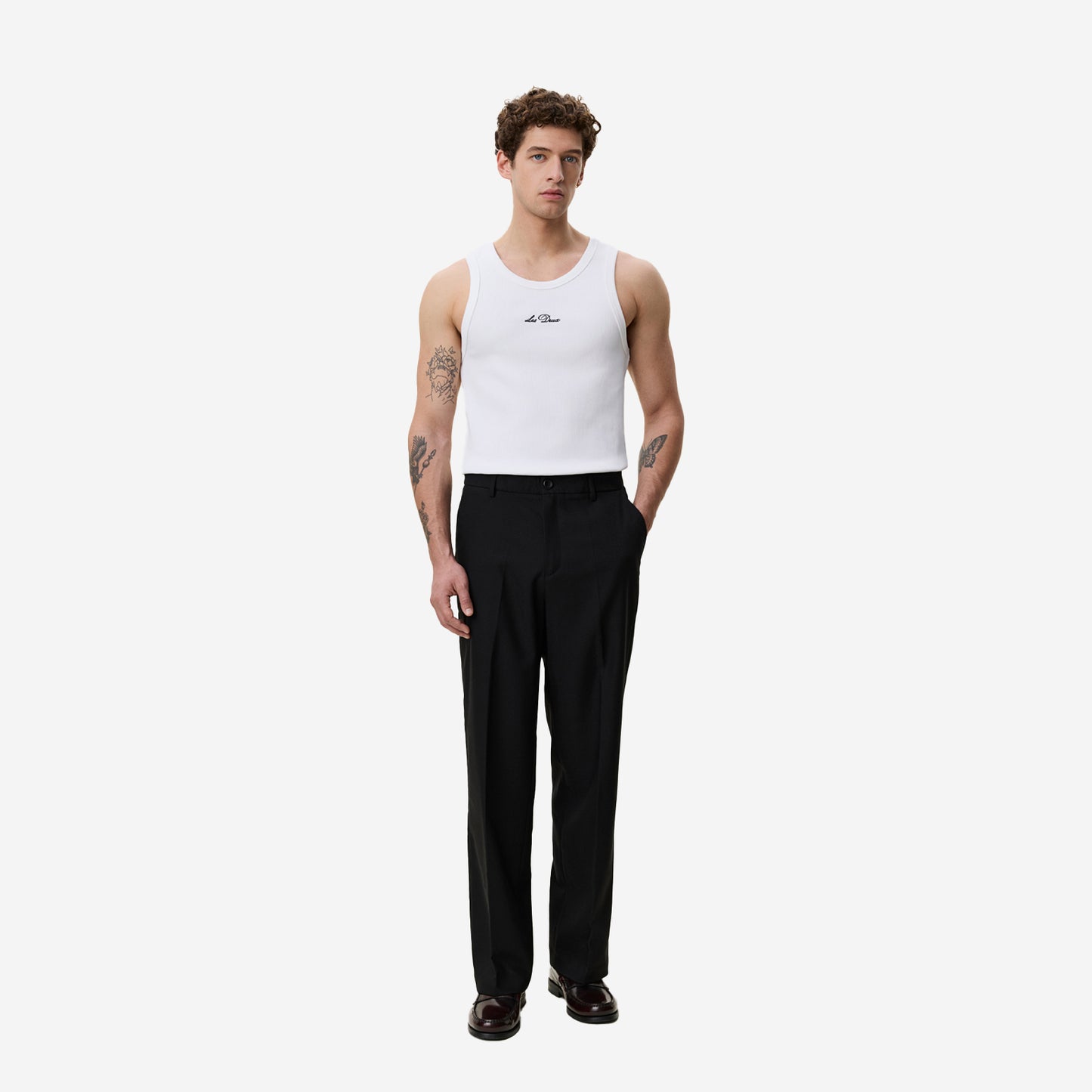 Brushed Twill Tailored Pants - Black