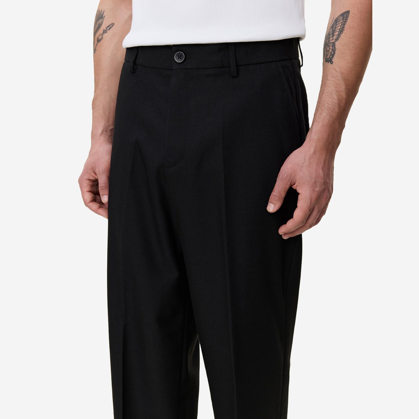 Brushed Twill Tailored Pants - Black