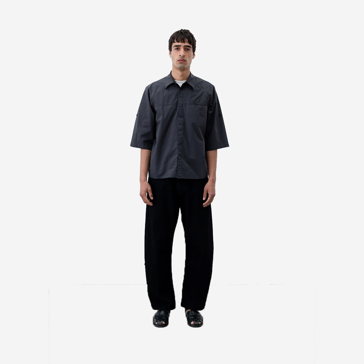 Cambia Panel Crepe Shirt - Charcoal Blue