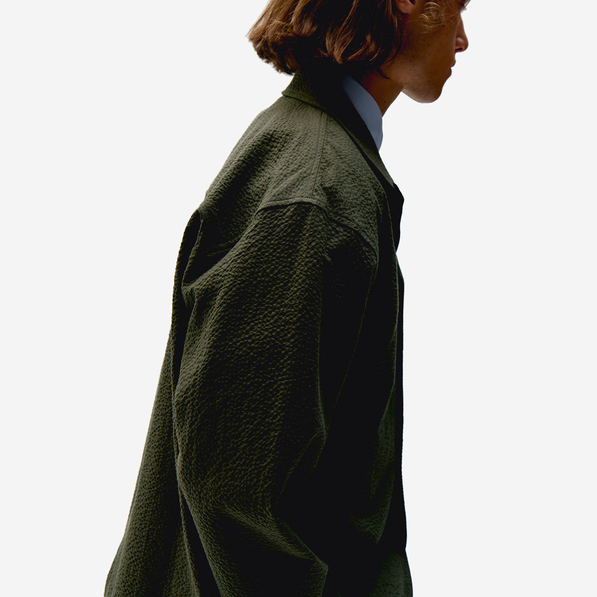 City Seersucker Blazer Jacket - Olive