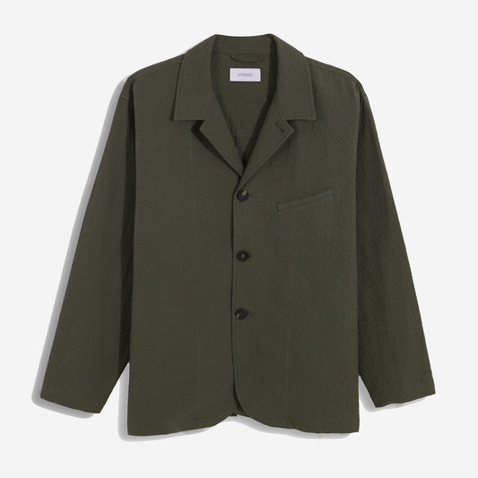 City Seersucker Blazer Jacket - Olive