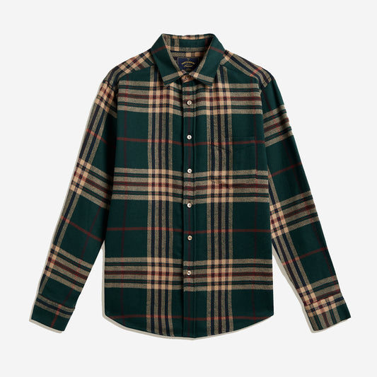 Cervo Plaid Flannel Shirt - Green/Beige