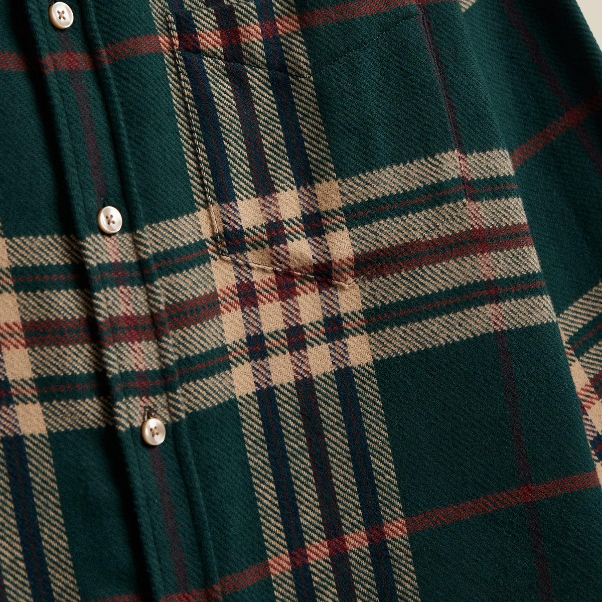 Cervo Plaid Flannel Shirt - Green/Beige