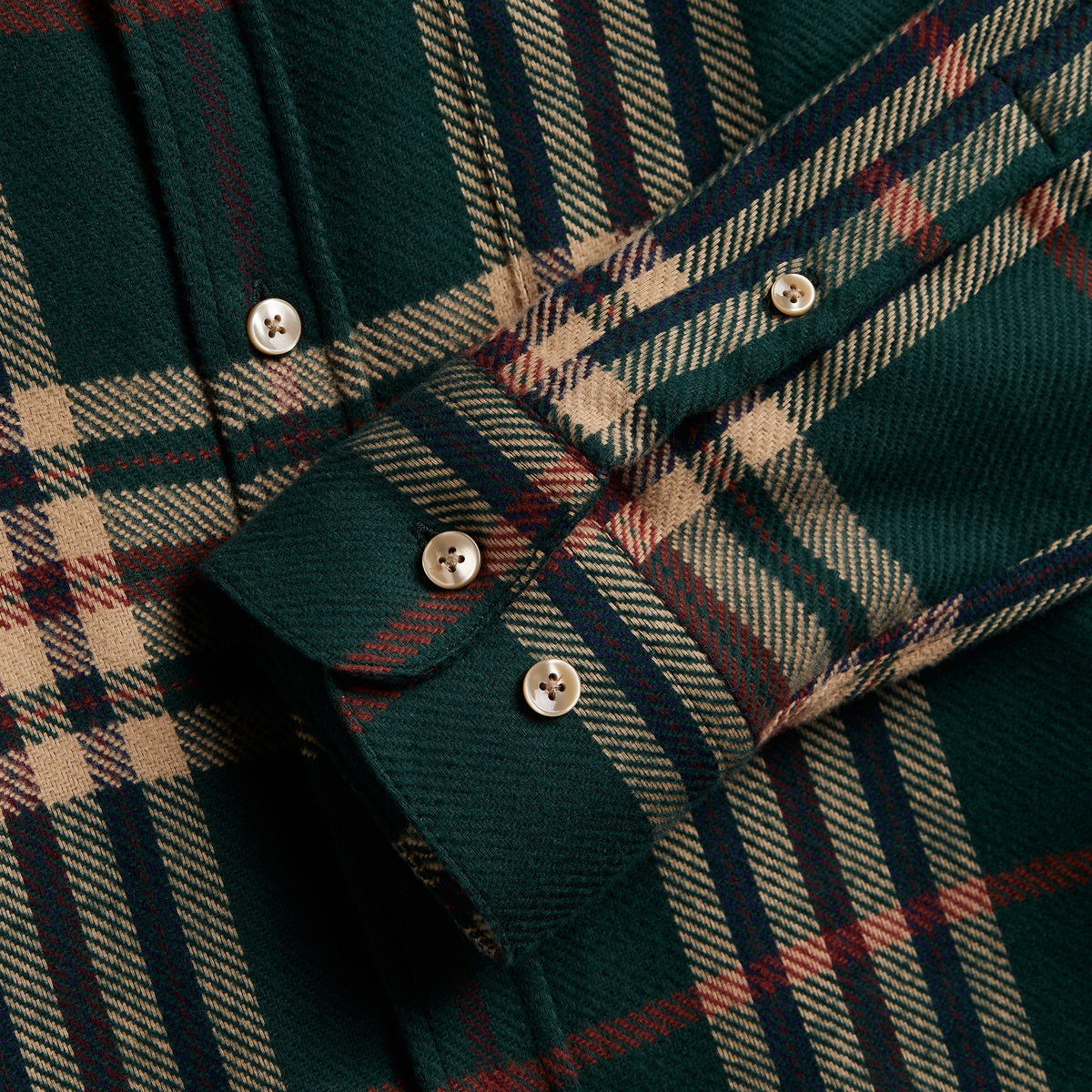 Cervo Plaid Flannel Shirt - Green/Beige