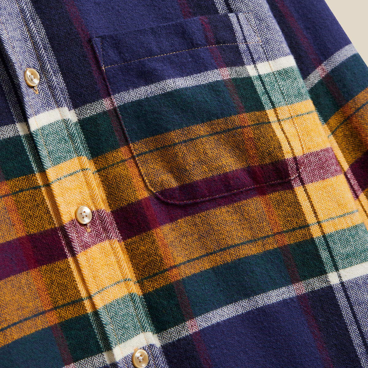 Chelsea Plaid Flannel Shirt - Navy/Yellow