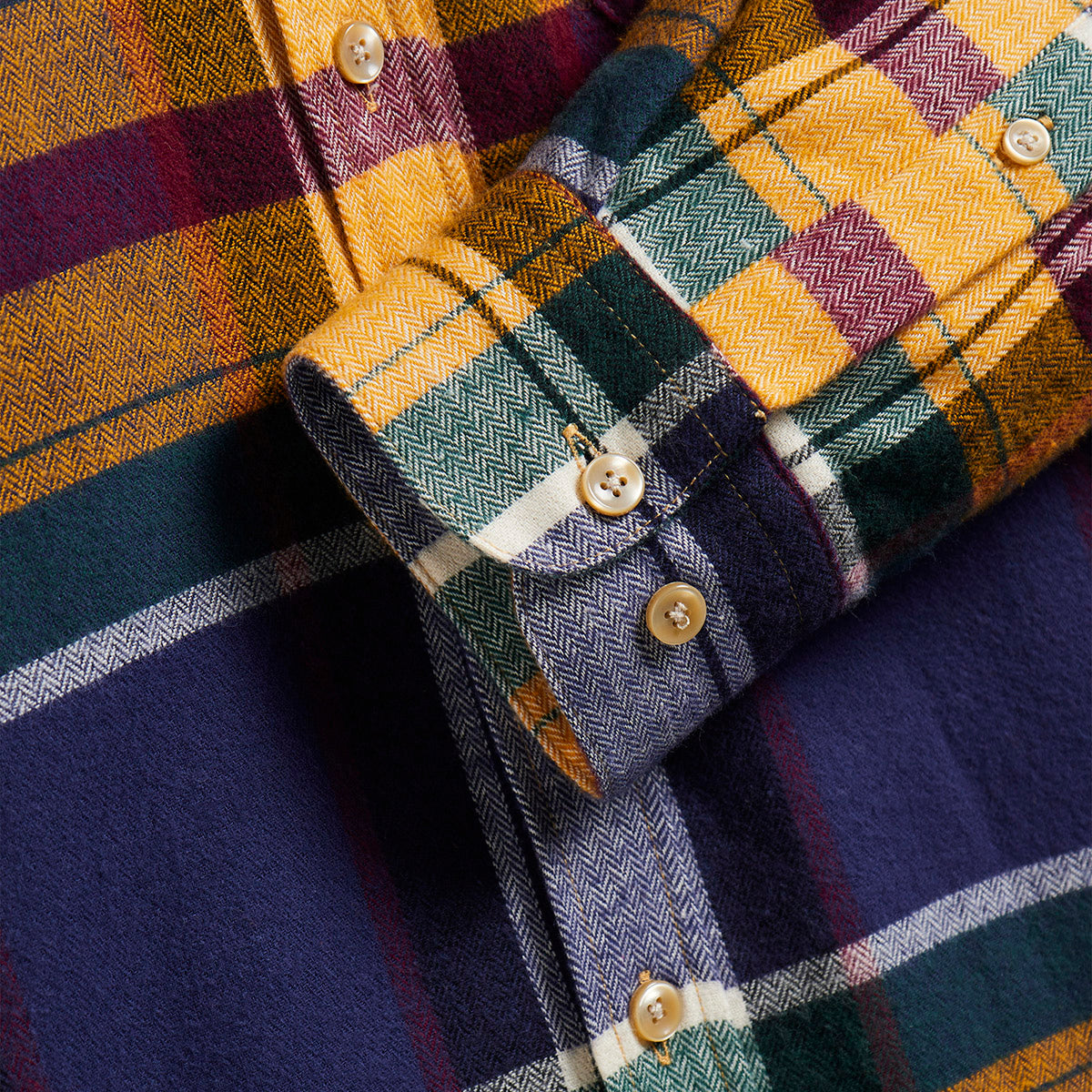 Chelsea Plaid Flannel Shirt - Navy/Yellow