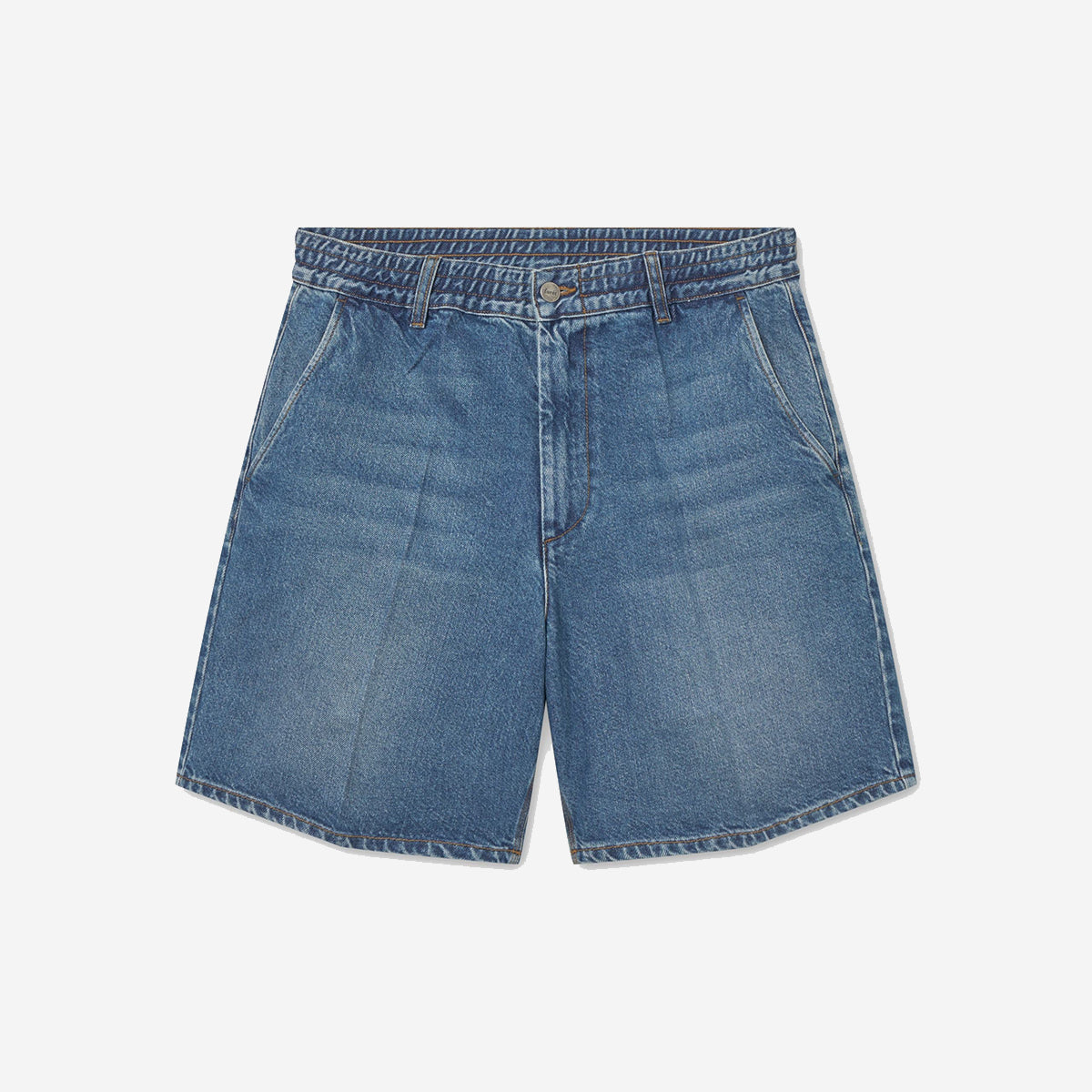 Clay Creased Denim Easy Shorts - Vintage Blue