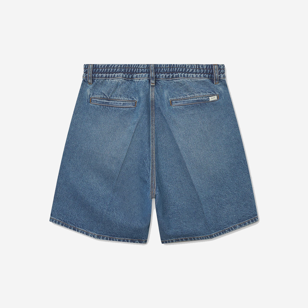 Clay Creased Denim Easy Shorts - Vintage Blue
