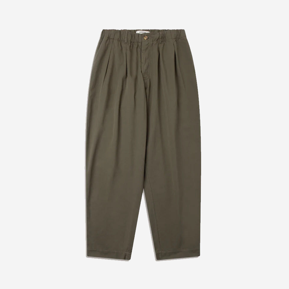 Clyde Lightweight Twill Loose Tapered Trouser - Dark Olive