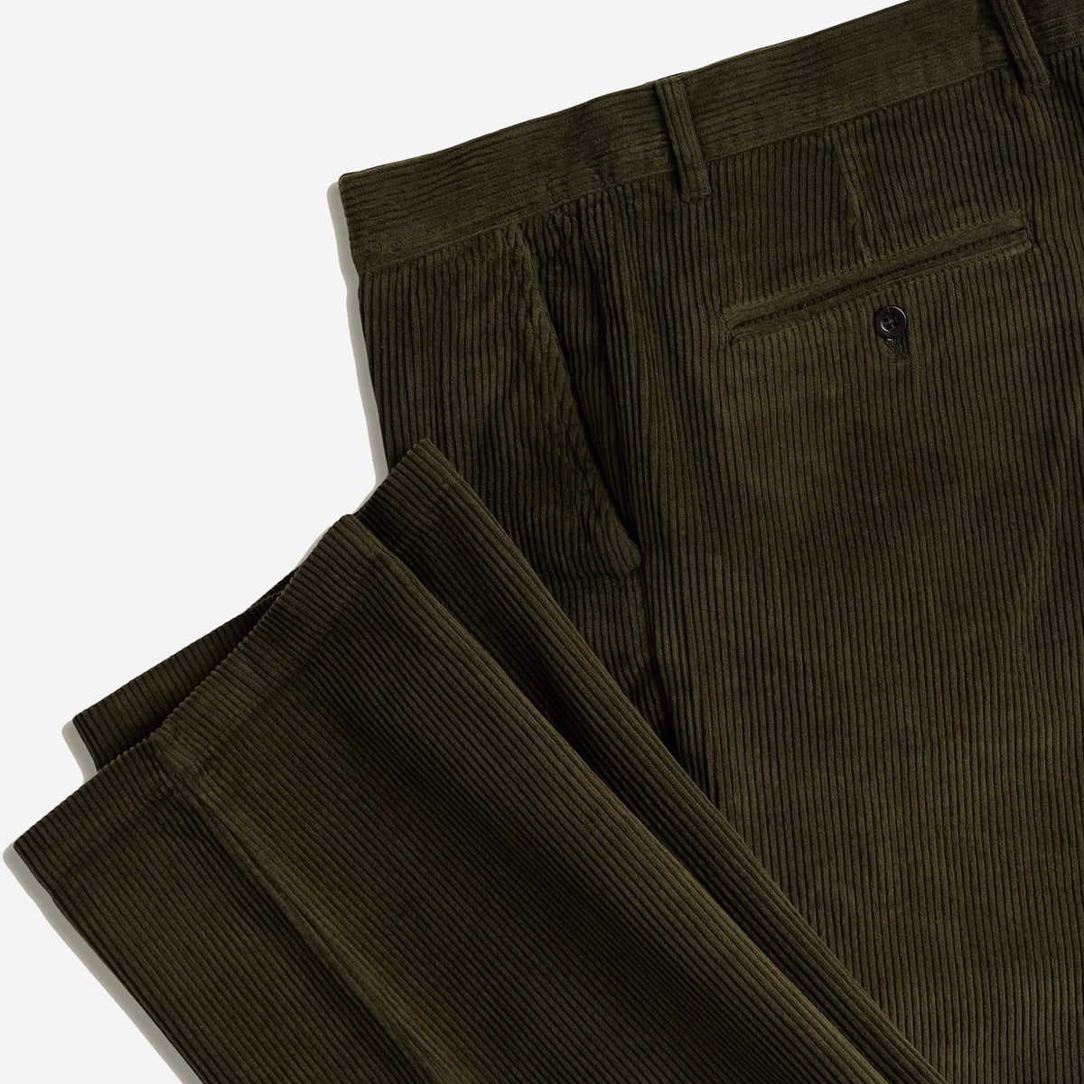 Relaxed Tapered Corduroy Trousers - Olive Green