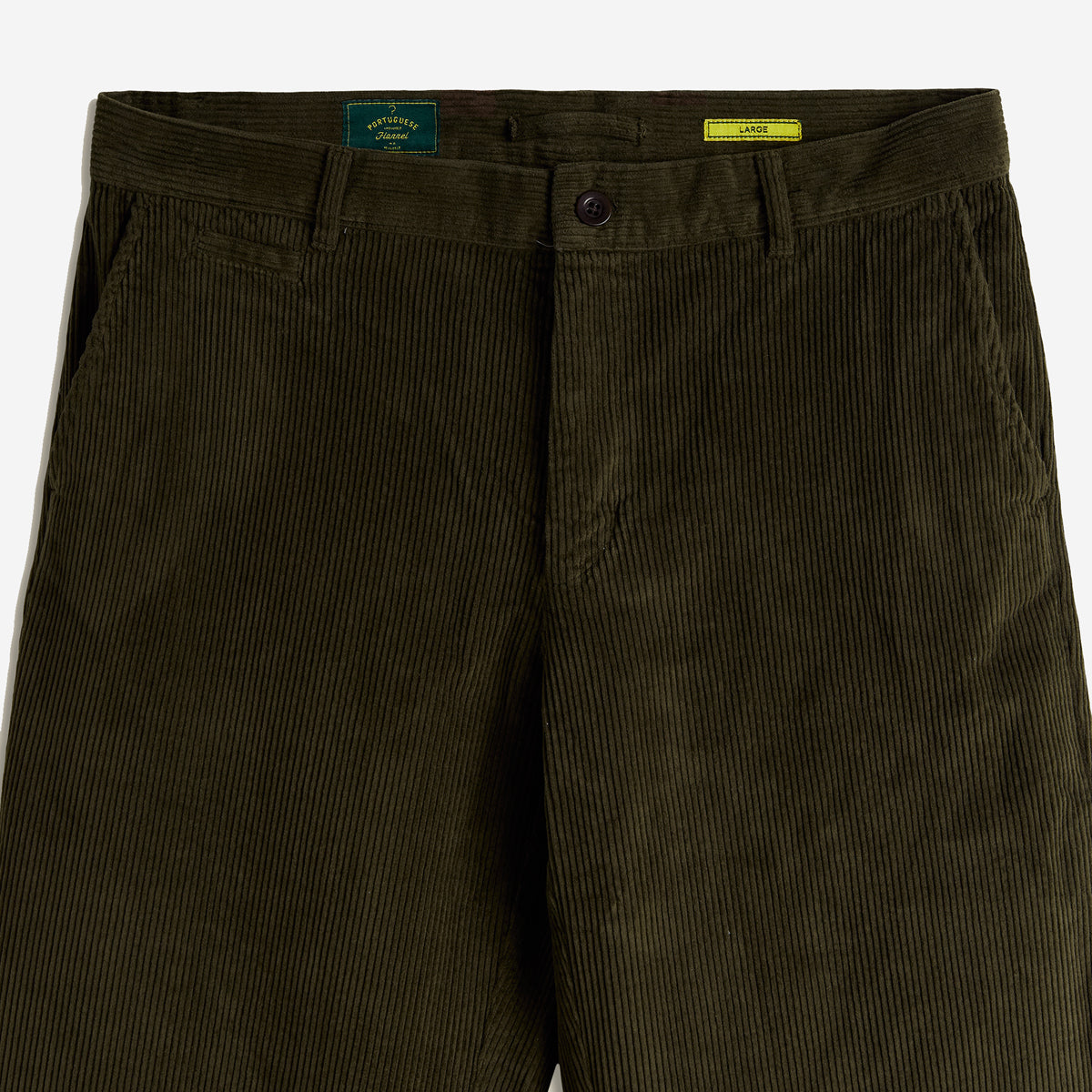 Relaxed Tapered Corduroy Trousers - Olive Green