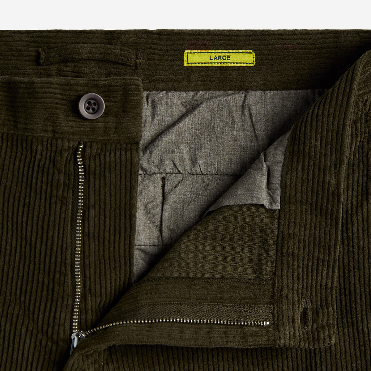Relaxed Tapered Corduroy Trousers - Olive Green