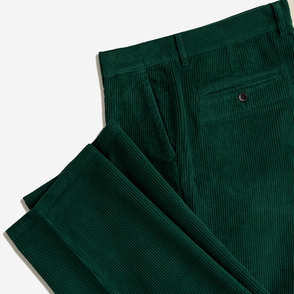 Relaxed Tapered Corduroy Trousers - Green