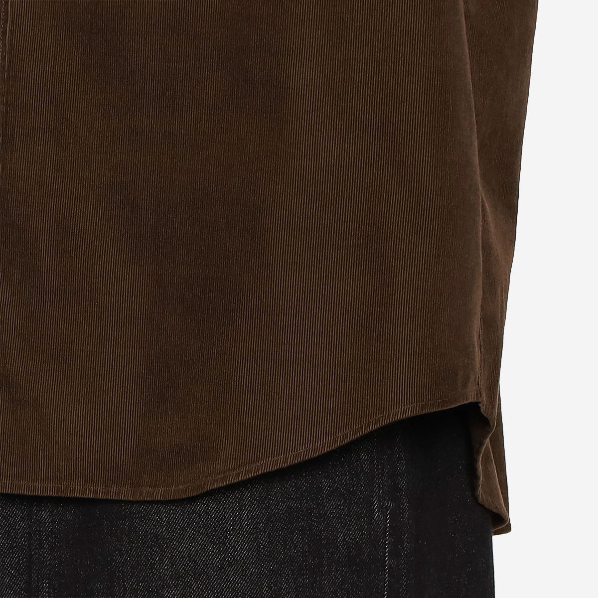 Band Collar Corduroy Shirt - Mole Brown