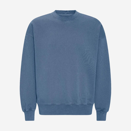 Organic Oversized Crew Sweatshirt - Faded Indigo