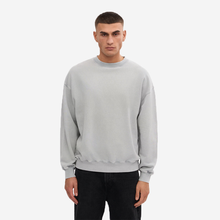 Organic Oversized Crew Sweatshirt - Faded Grey