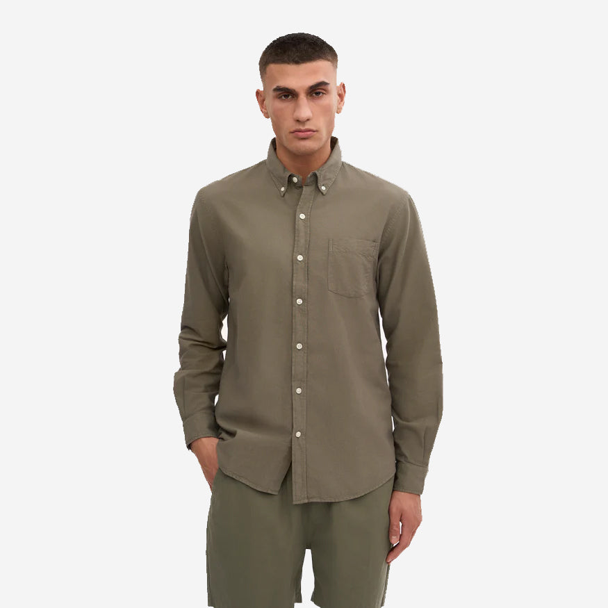 Organic Button-Down Oxford Shirt - Dusty Olive
