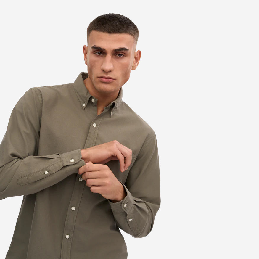 Organic Button-Down Oxford Shirt - Dusty Olive