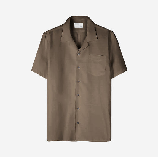 Linen S/S Vacation Shirt - Cedar Brown